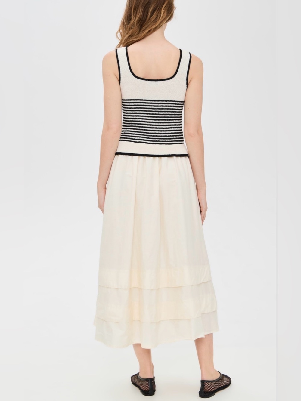 Moon River Striped Knit Top Midi Dress black and cream - Picture 4 of 16